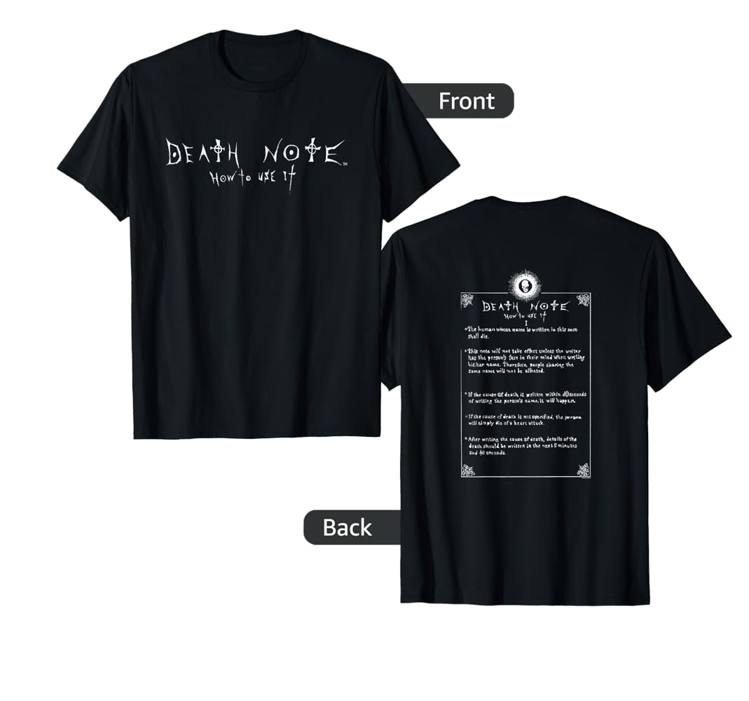 Amazon.com: Death Note How To Use It Front and Back Anime T